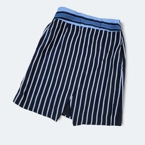 LOFT Black and Blue Striped Skirt Front Split Size 4